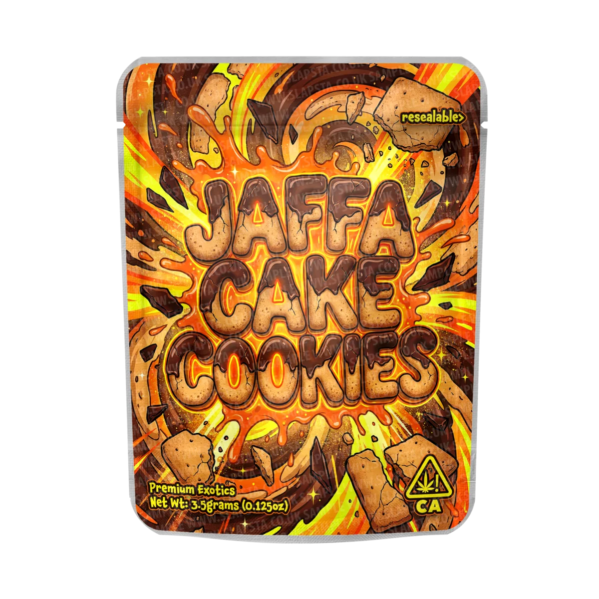 Jaffa Cake Cookies Mylar Pouches Pre-Labeled Jaffa Cake Cookies Mylar Pouches Pre-Labeled