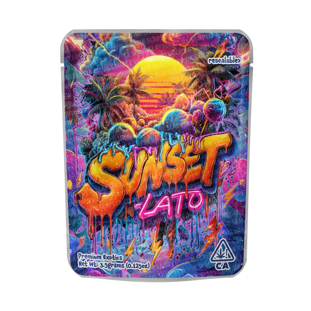 Sunset Lato Mylar Pouches Pre-Labeled Sunset Lato Mylar Pouches Pre-Labeled