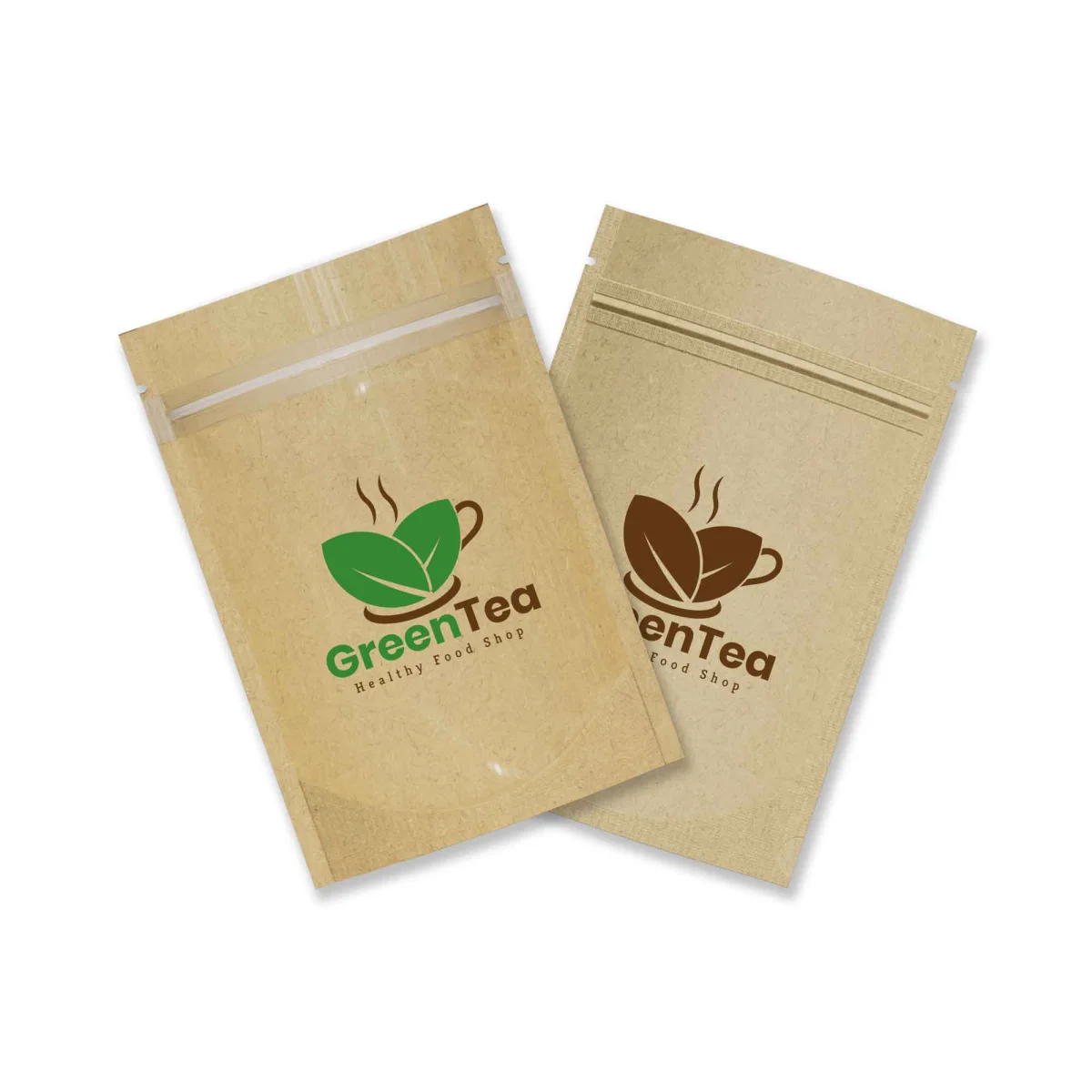 Custom Glossy Kraft Stand-Up Zipper Bag with Clear Panel Custom Glossy Kraft Stand-Up Zipper Bag with Clear Panel