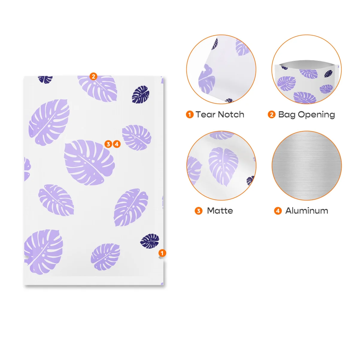 Colorful Leaf Design Aluminum Open Top Bags Colorful Leaf Design Aluminum Open Top Bags