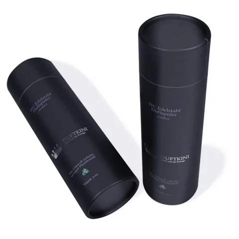 Custom Black Round Cardboard Tube Box with Gold Foil Logo