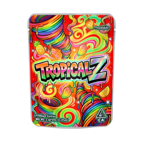 Tropical Z Mylar Pouches Pre-Labeled