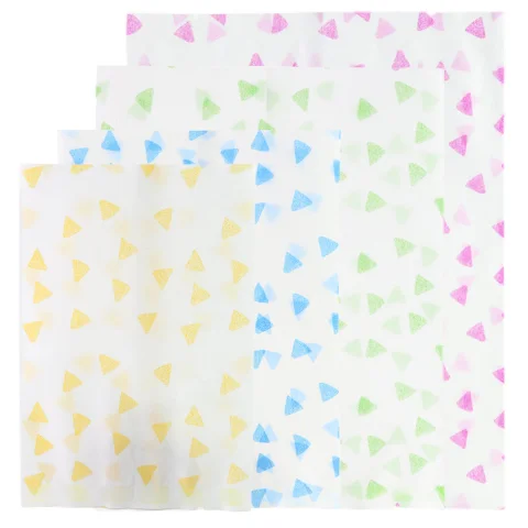 Printed Diamond Design Rice Paper Open Top Bags