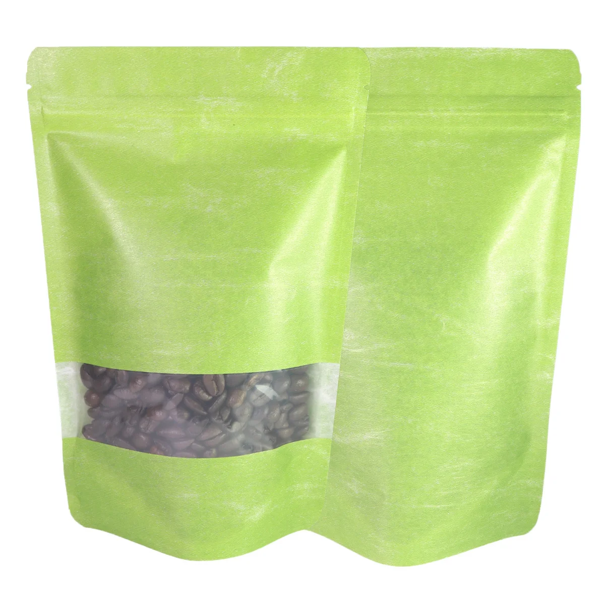 Green Rice Paper Stand-Up Bag with Clear Window Green Rice Paper Stand-Up Bag with Clear Window