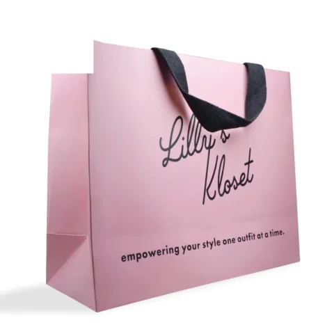 White Kraft Paper Gift Bag with Ribbon Handles