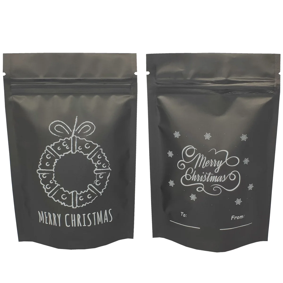 Double-Sided Matte Christmas Mylar Stand-Up Bag Double-Sided Matte Christmas Mylar Stand-Up Bag