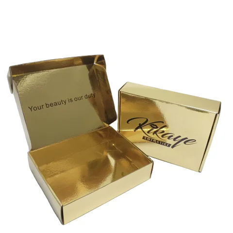 Custom Corrugated Eyelash Packaging Box with Gold Foil Logo