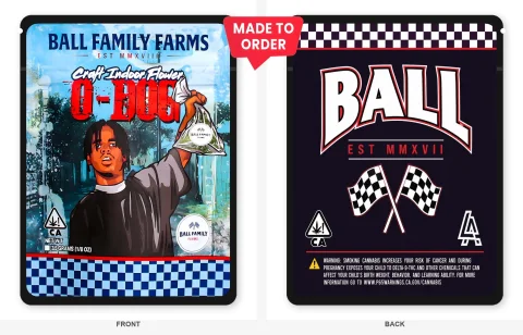 O-Dog 3.5g Mylar Sticker Bags Ball Family Farms