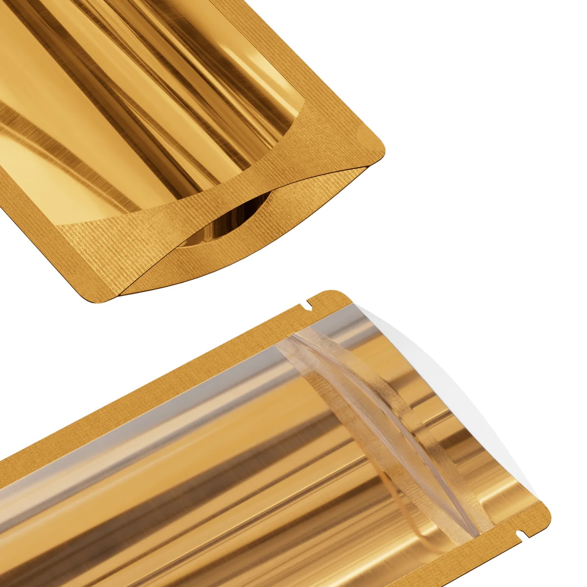 Glossy Half Gold Rush Metallic Mylar Foil Stand-Up Bags