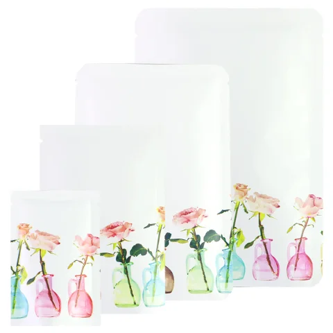 Matte White Flower Vase Design Bottom-Fill Bag
