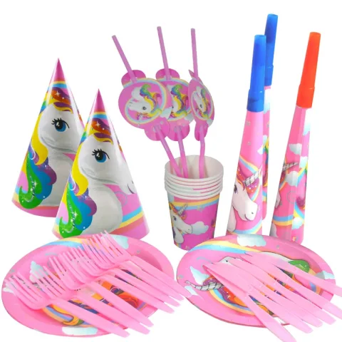 Custom Printed Paper Party Tableware and Hat Set