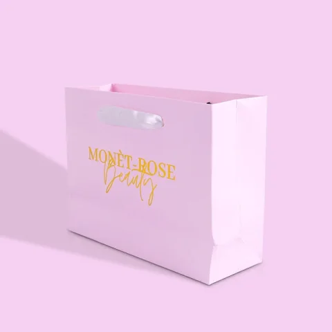 White Art Paper Shopping Bag with Ribbon Handles