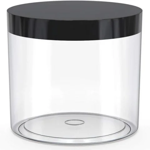 Amber Plastic Cosmetic Jar with Black Screw Lid