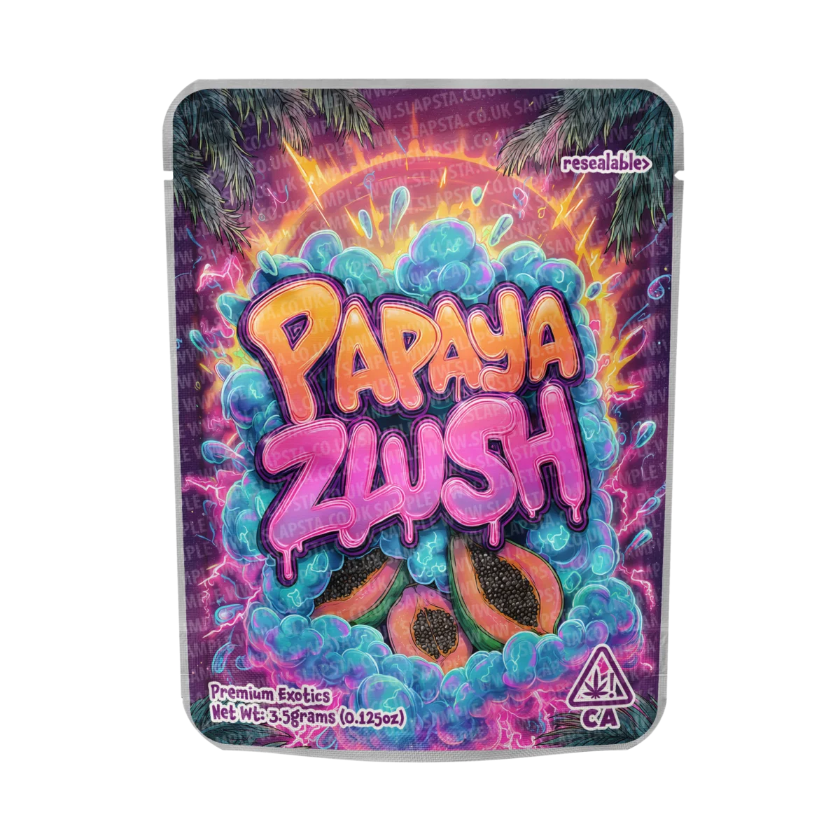 Papaya Zlush Mylar Pouches Pre-Labeled Papaya Zlush Mylar Pouches Pre-Labeled
