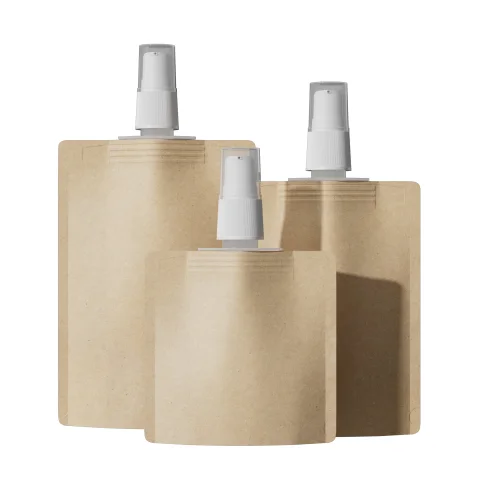 Brown Kraft Stand-Up Pouch with Serum Pump