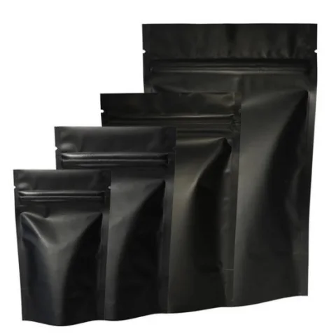 3.5 g Matte Black Mylar Stand-Up Zipper Pouch