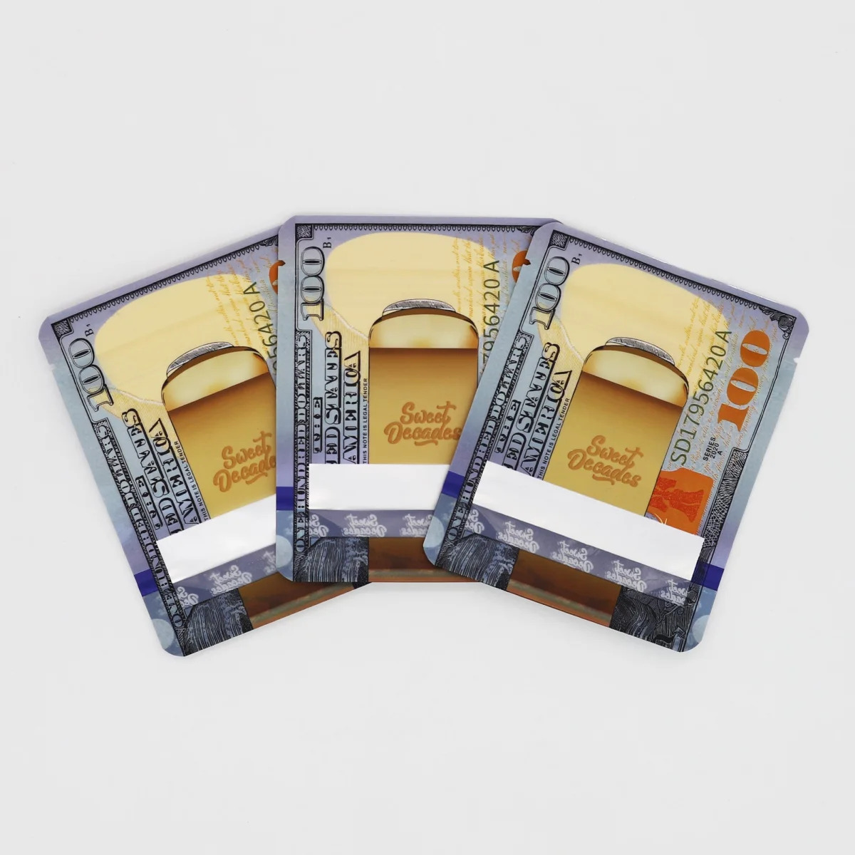 Gray Banknote Design Foil Stand-Up Bag with Frosted Window Gray Banknote Design Foil Stand-Up Bag with Frosted Window