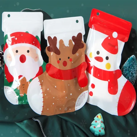 Festive Flat Zipper Seal Bags – Christmas Stocking