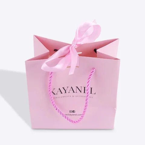 Custom Pink Paper Shopping Bag with Printed Logo