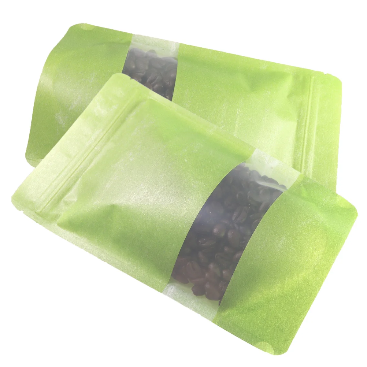 Green Rice Paper Stand-Up Bag with Clear Window Green Rice Paper Stand-Up Bag with Clear Window