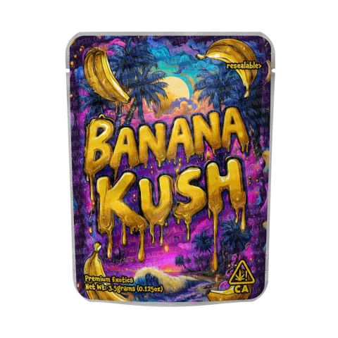 Banana Kush Mylar Pouches Pre-Labeled