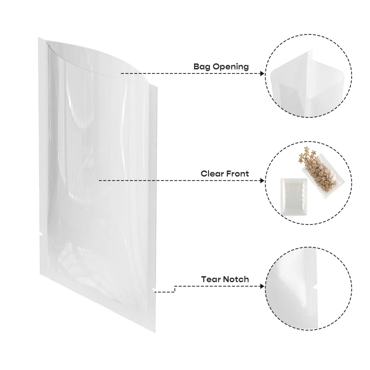 Custom White Polyethylene Open-Top Bag with Window Custom White Polyethylene Open-Top Bag with Window