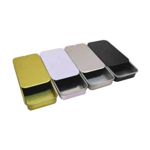 Custom Rectangular Tin Storage Box with Sliding Lid