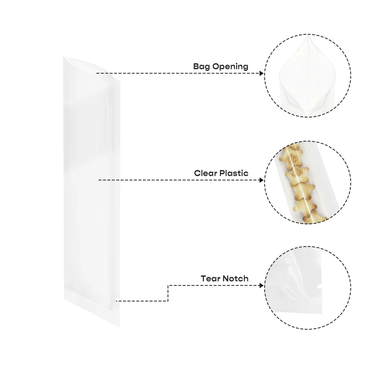 Custom Glossy Clear Plastic Open-Top Stick Pouch Custom Glossy Clear Plastic Open-Top Stick Pouch
