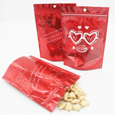 Red Valentine's Day Metallic Mylar Packaging Bag
