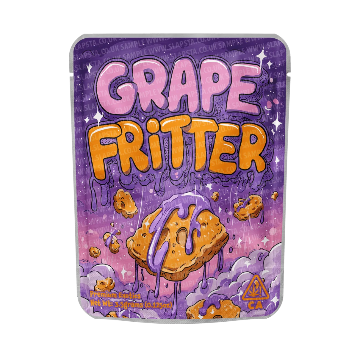 Grape Fritter Mylar Pouches Pre-Labeled Grape Fritter Mylar Pouches Pre-Labeled