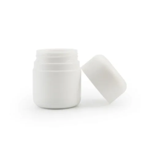 Child-Resistant White Glass Jar