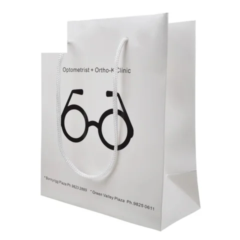 Custom White Paper Gift Bag with Handles and Printed Logo