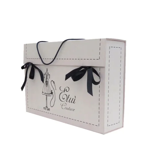 Foldable Wedding Dress Box with Ribbon and Handle