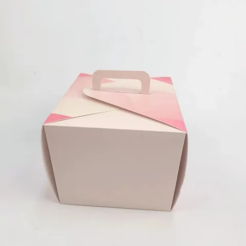 Custom Printed Pink Paper Cake Box with Handle