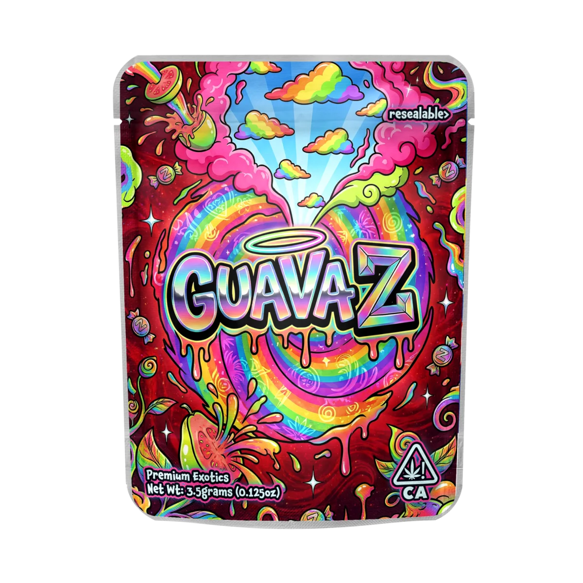 GuavaZ Mylar Pouches Pre-Labeled GuavaZ Mylar Pouches Pre-Labeled