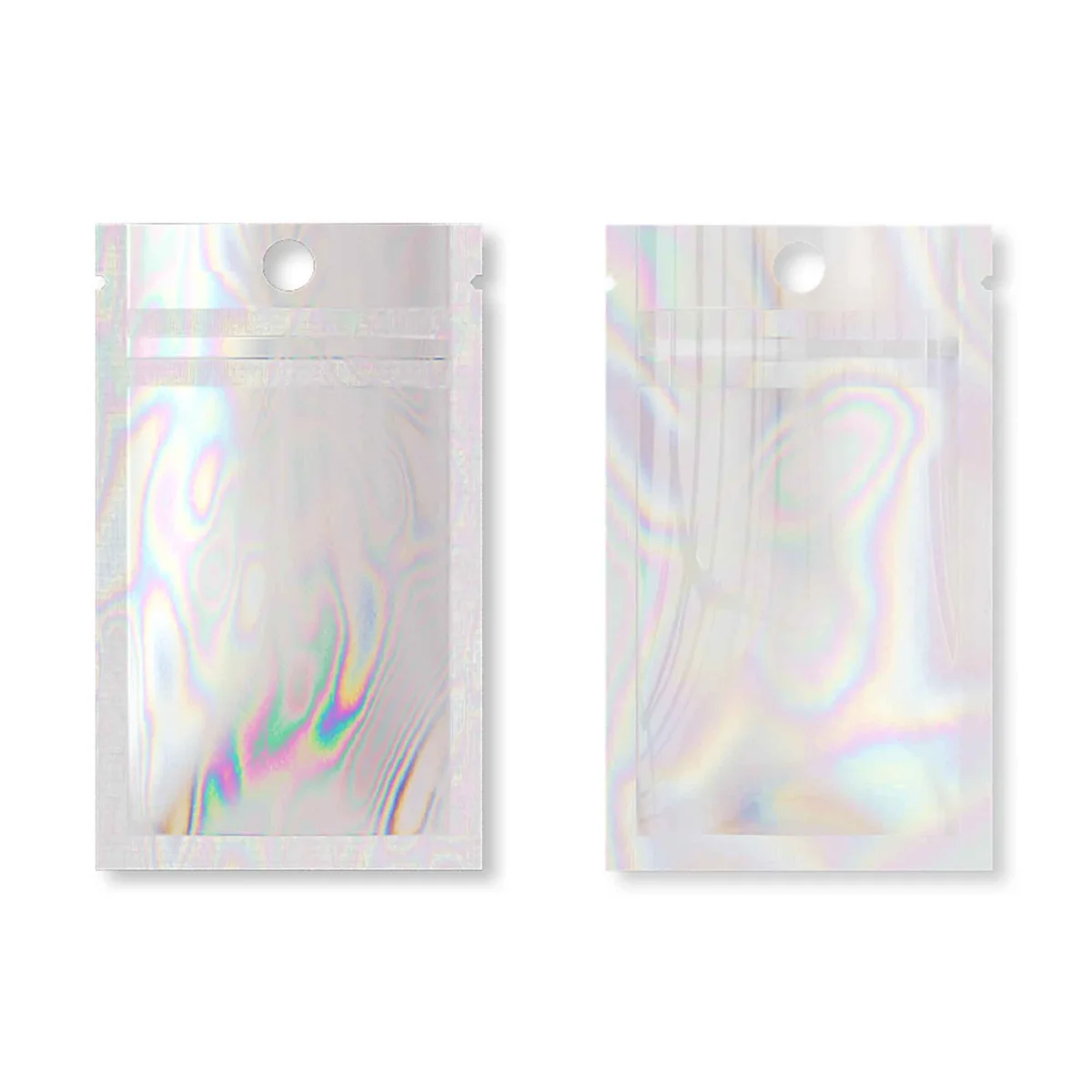 Custom Holographic Mylar Flat Zipper Bag with Clear Front Custom Holographic Mylar Flat Zipper Bag with Clear Front