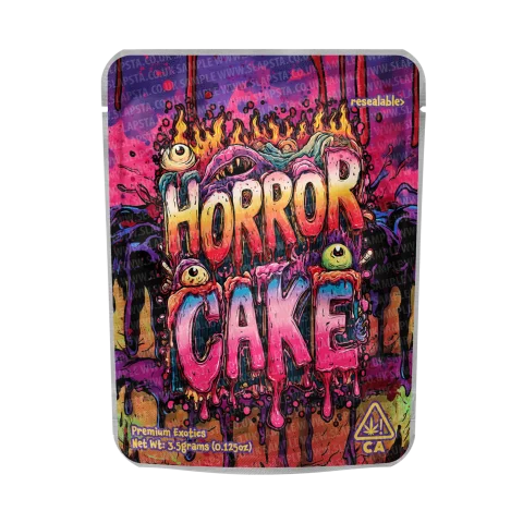 Horror Cake Mylar Pouches Pre-Labeled