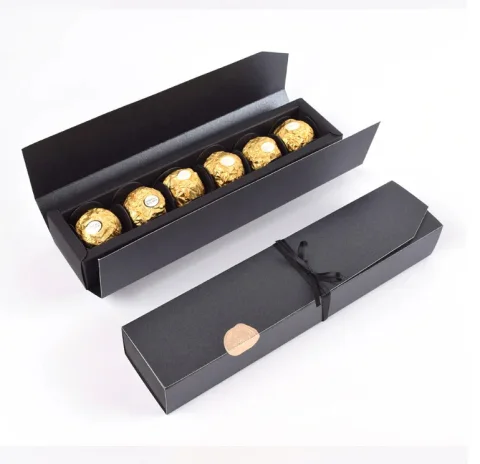 Custom White Paper Chocolate Gift Box with Tie