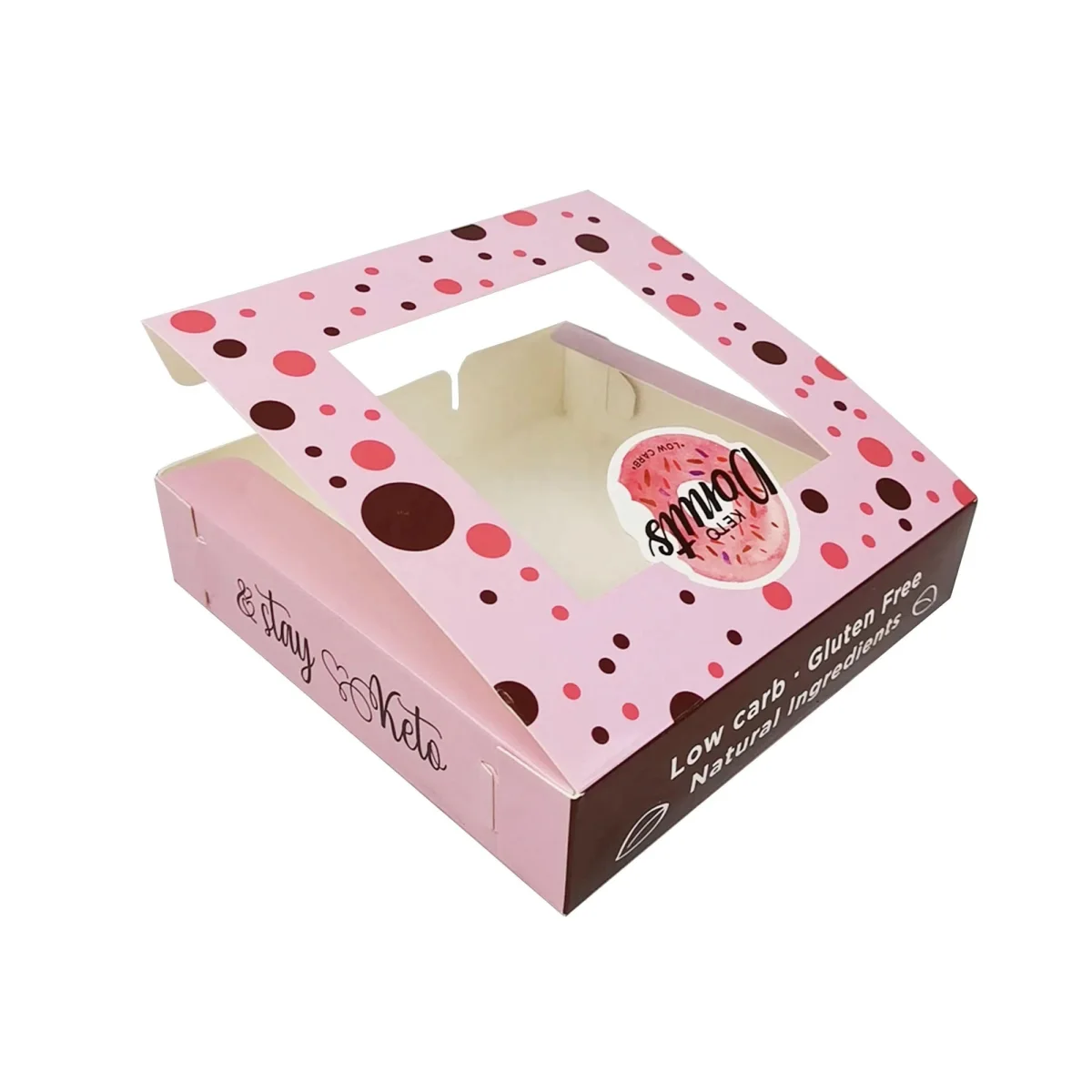 Custom Printed Paper Donut Box with Plastic Window Custom Printed Paper Donut Box with Plastic Window