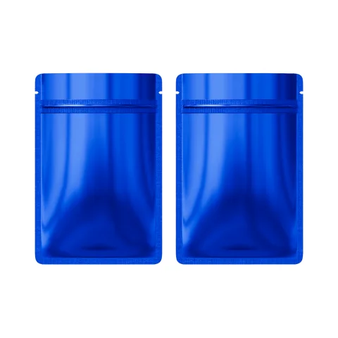 Glossy Lapis Blue Metallic Mylar Flat Zipper Bag
