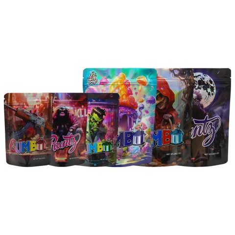 Mixed Holographic Smell Proof Mylar Foil Stand-Up Bags