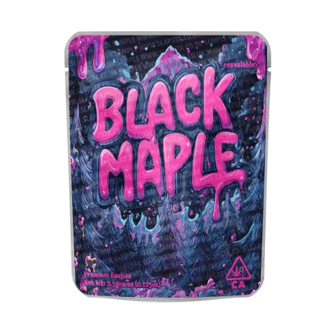 Black Maple Mylar Pouches Pre-Labeled