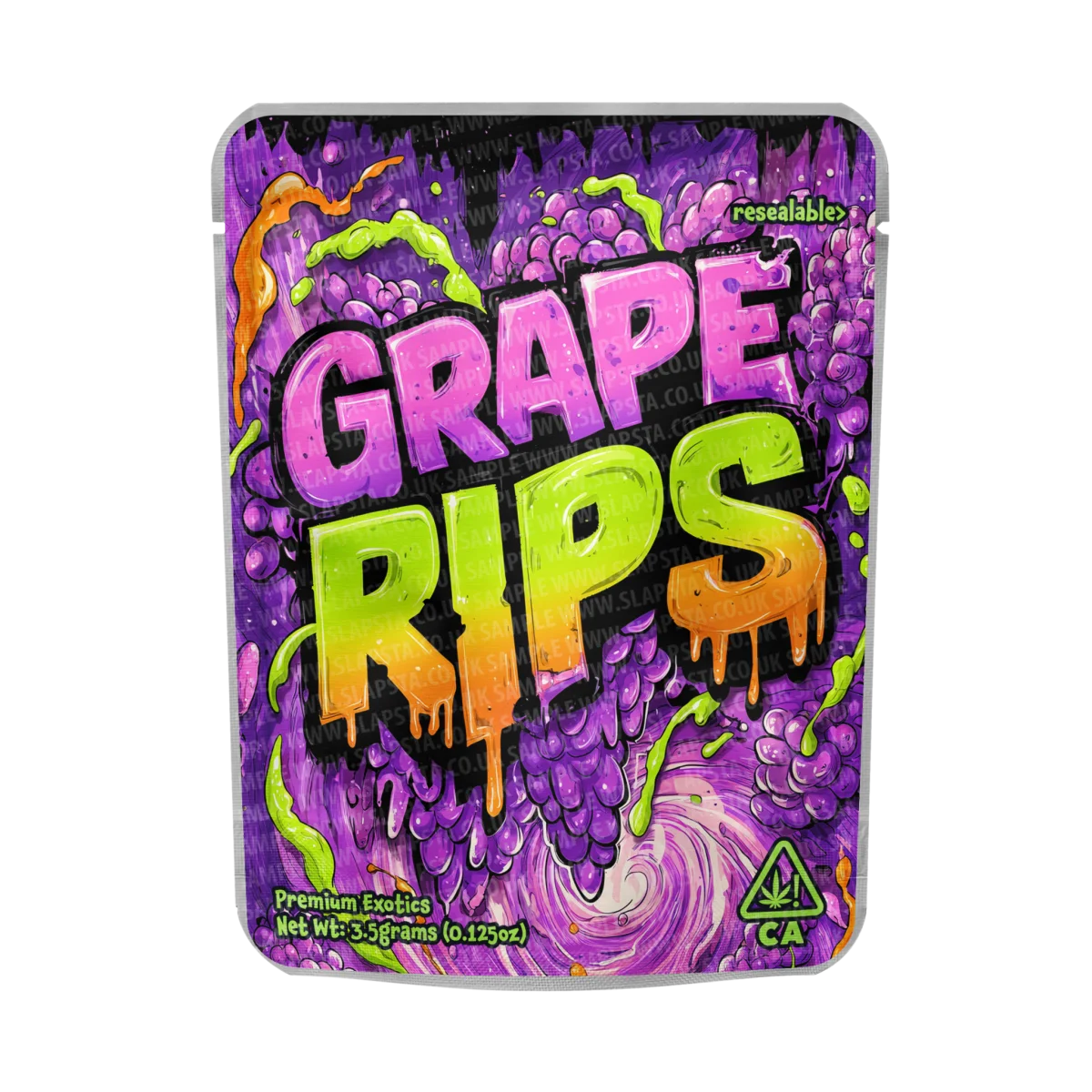 Grape Rips Mylar Pouches Pre-Labeled Grape Rips Mylar Pouches Pre-Labeled
