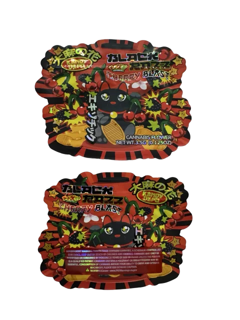 Black Razz Cherry Blast Mylar Bags 3.5g Kandy Depo