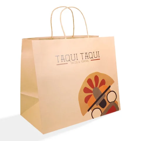 Custom Brown Kraft Paper Shopping Bag with Handles
