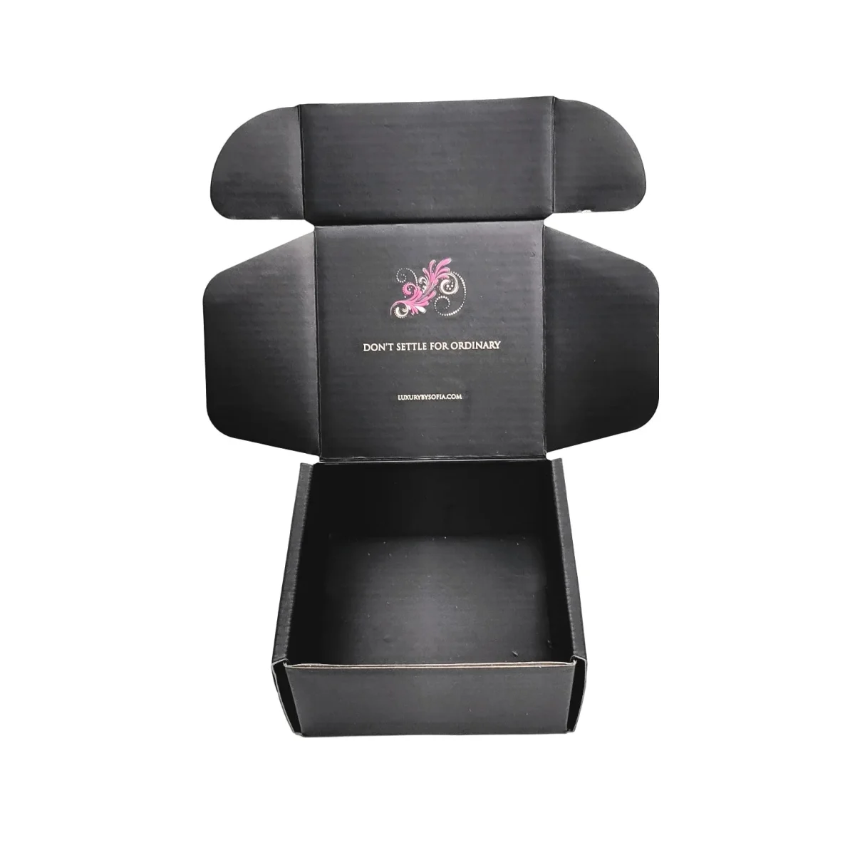 Custom Black E-Flute Corrugated Shoe Box
