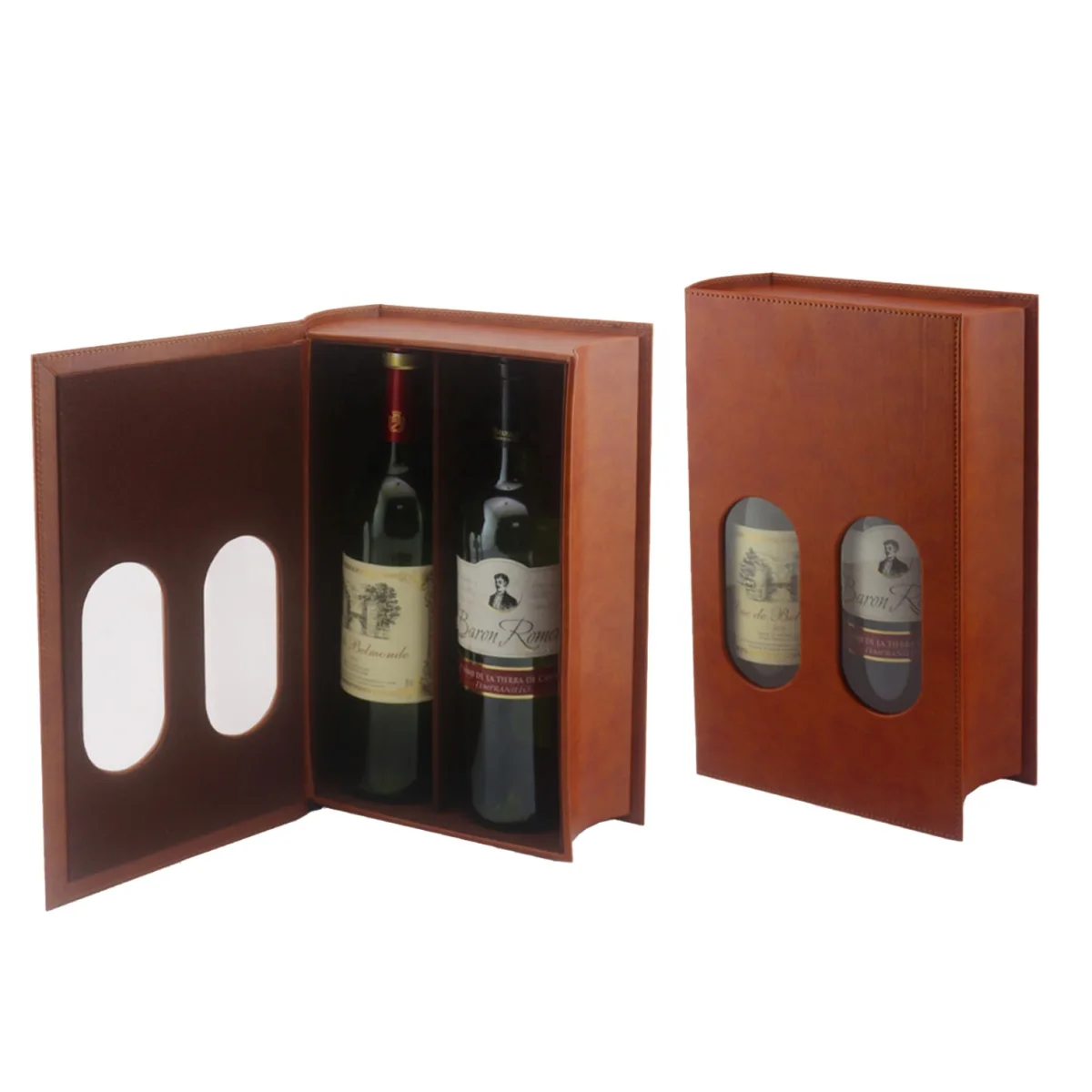 Book-Shaped Two-Bottle Leather Wine and Whiskey Box Book-Shaped Two-Bottle Leather Wine and Whiskey Box