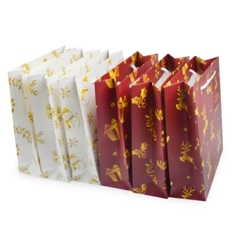 Custom Colorful Art Paper Gift Bag with Ribbon Handles