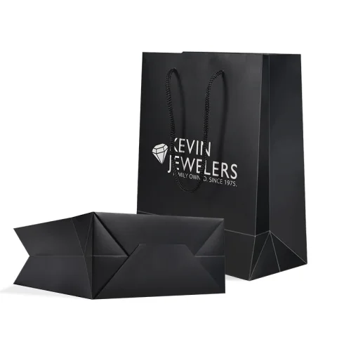 Custom Black Paper Gift Bag with Printed Logo