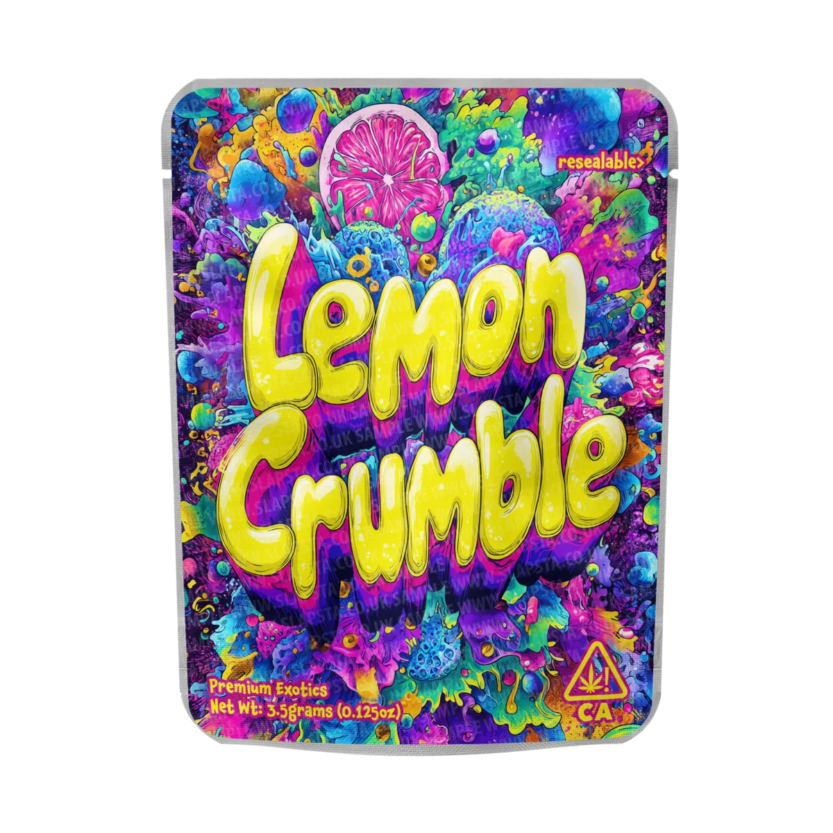 Lemon Crumble Mylar Pouches Pre-Labeled Lemon Crumble Mylar Pouches Pre-Labeled